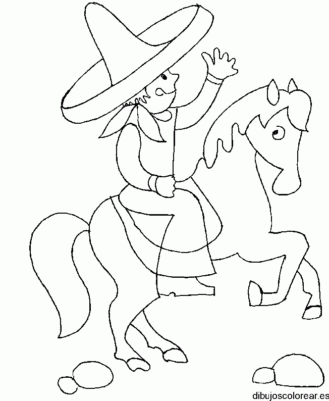 Dibujo de un hombre y su caballo 