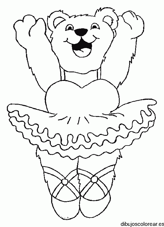 Dibujo de un oso disfrazado de bailarina 