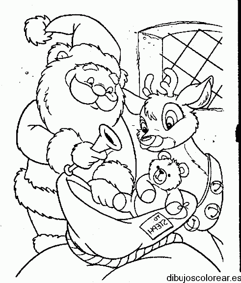 Dibujo de Santa Claus y un reno 