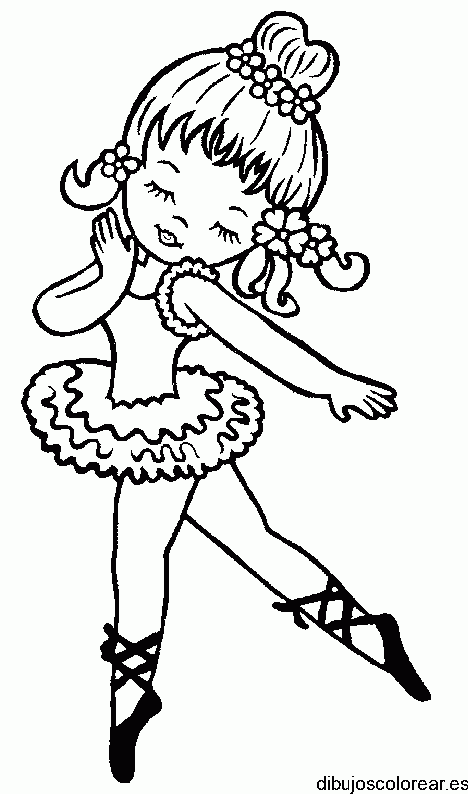 Dibujo de una niña practicando ballet 