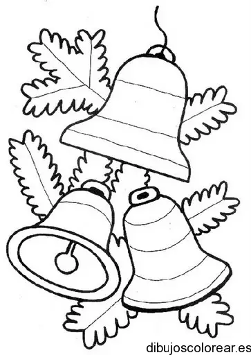 Dibujo de tres campanas con muérdago 