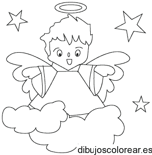 Dibujo de un ángel en una nube 