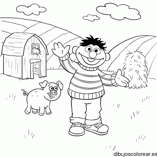 Dibujo de un cerdito en la bicicleta 