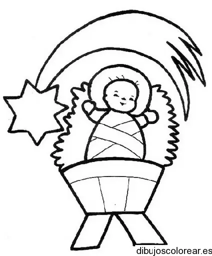 Dibujo de un niño Jesús bajo la estrella de navidad