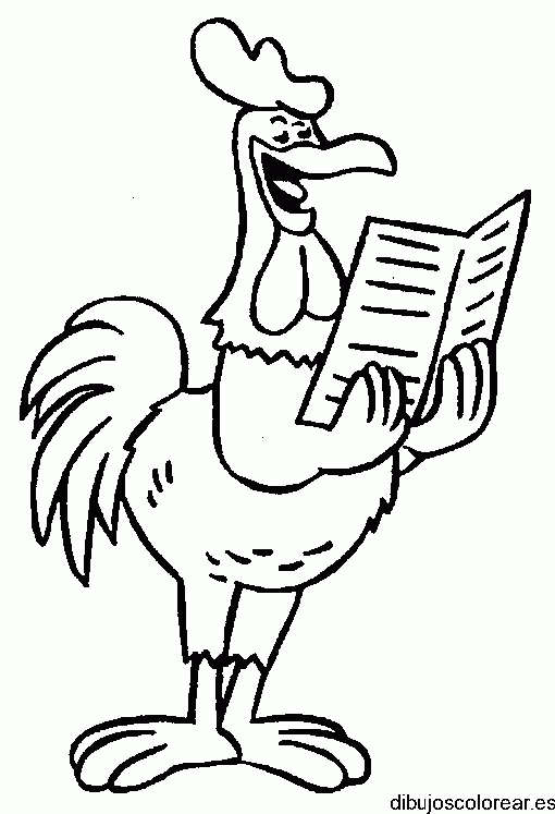 Dibujo de un gallo leyendo el periódico 