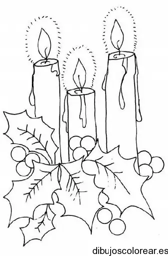 Dibujo de tres velas de navidad 