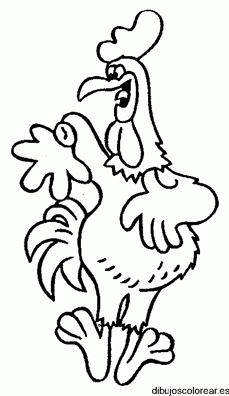 Dibujo de un gallo muy sonriente 