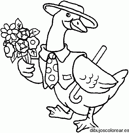 Dibujo de un pato con flores 