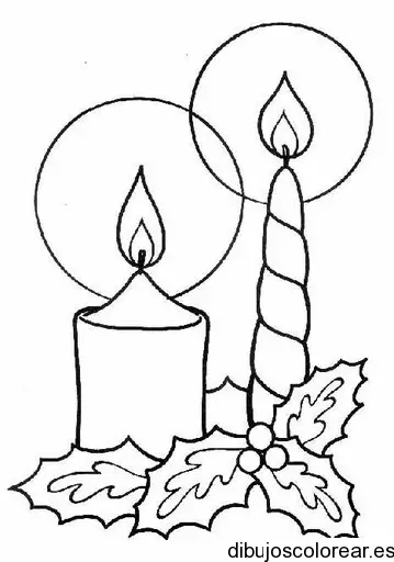 Dibujo de dos velas de navidad 