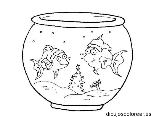 Dibujo de peces celebrando navidad
