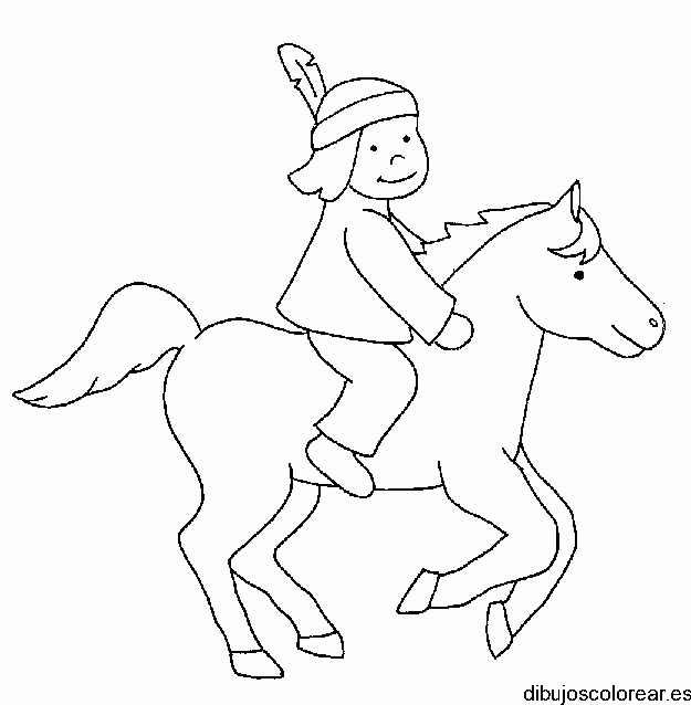 Dibujo de una niña montando su caballo 