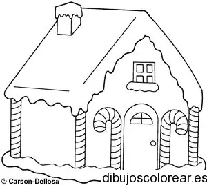 Dibujo de una casa hecha de dulce 