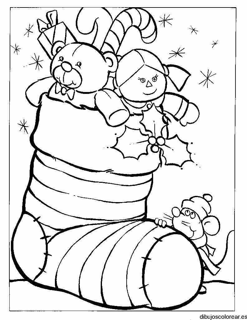 Dibujo de los regalos en la calceta de navidad 