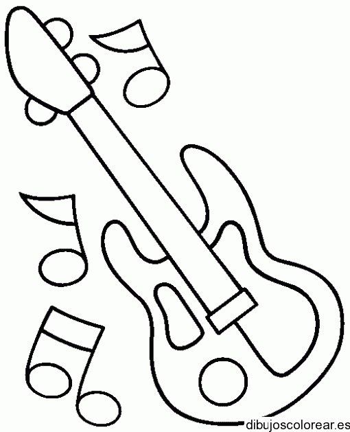 Dibujo de una guitarra con música 