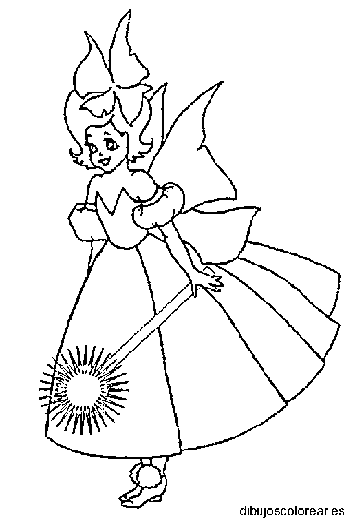 Dibujo de un hada con varita mágica