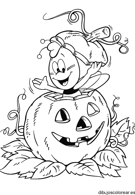 Dibujo de una abeja y una calabaza 