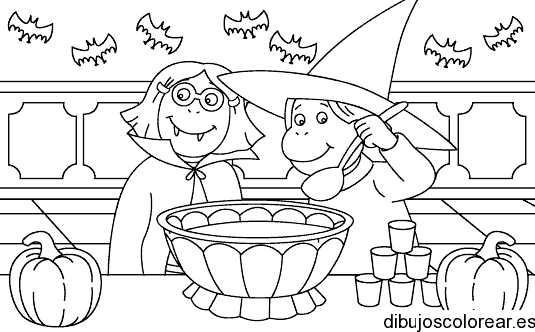 Dibujo de bruja y un vámpiro