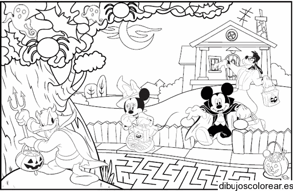 Dibujo de Mickey Mouse en noche de brujas 