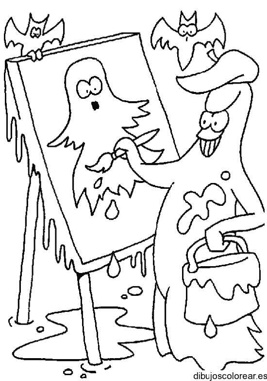 Dibujo de una fantasma pintando 