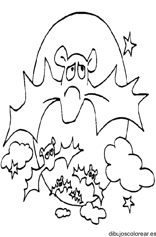 Dibujo de un grupo de murciélagos en la noche 