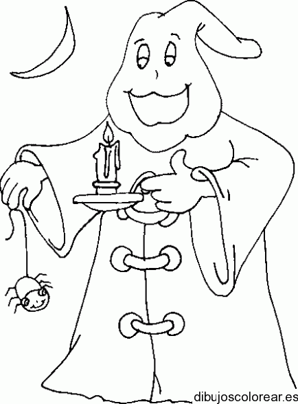Dibujo de una fantasma en la noche 