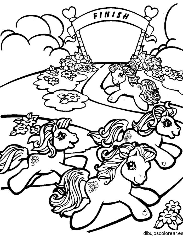 Dibujo de varios pony saltando