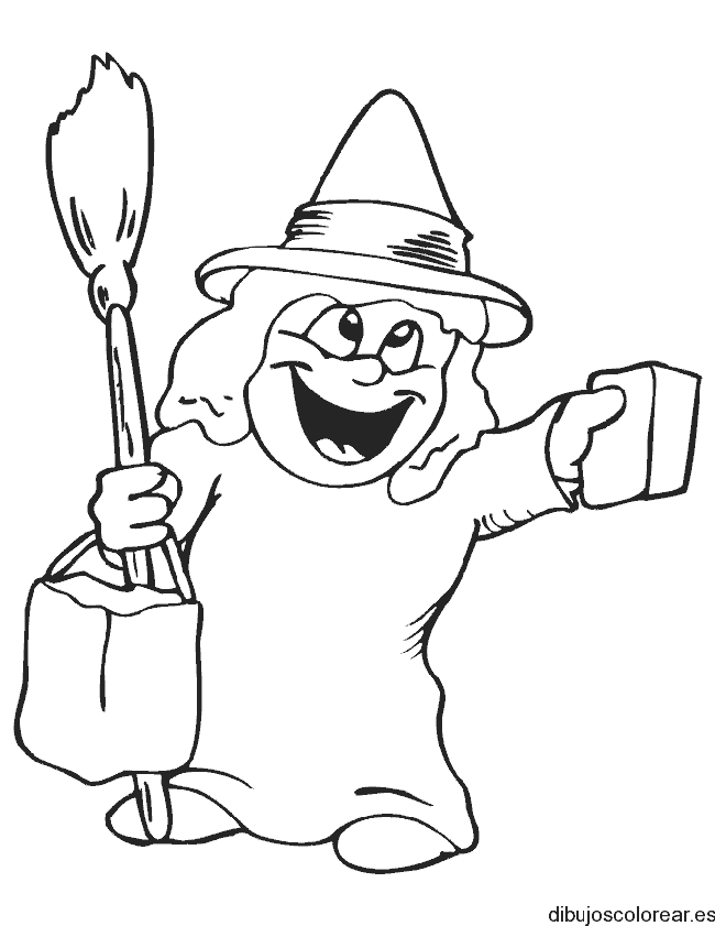 Dibujo de una niña disfrazada para halloween 