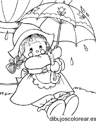 Dibujo de una niña con una sombrilla