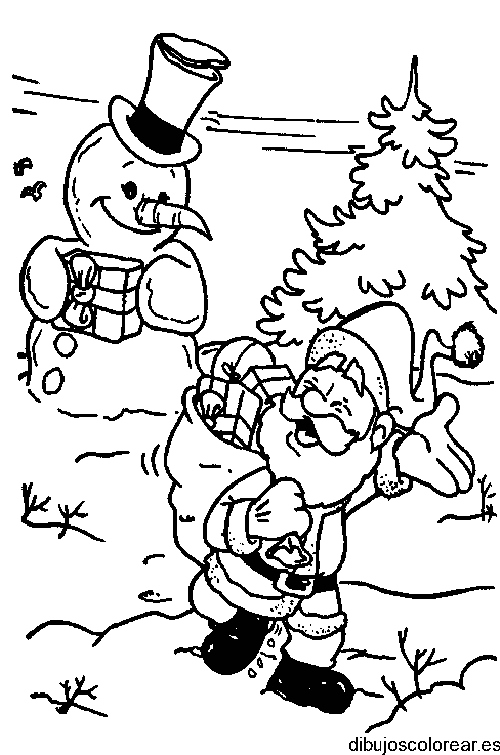 Dibujo de Papá Noel y el hombre de nieve