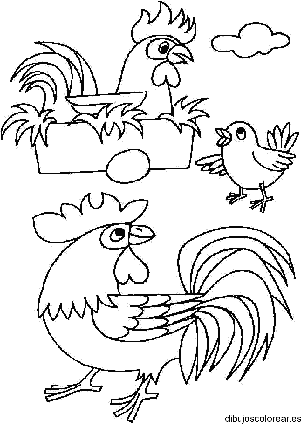 Dibujo de una familia de gallinas