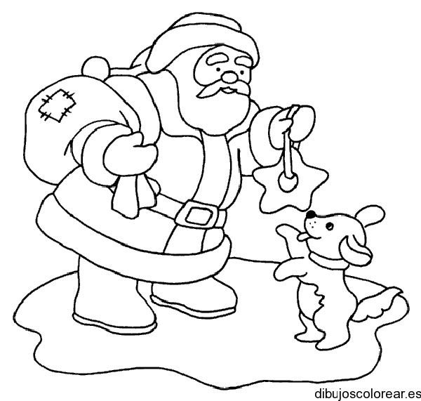 Dibujo de Papá Noel y un perro