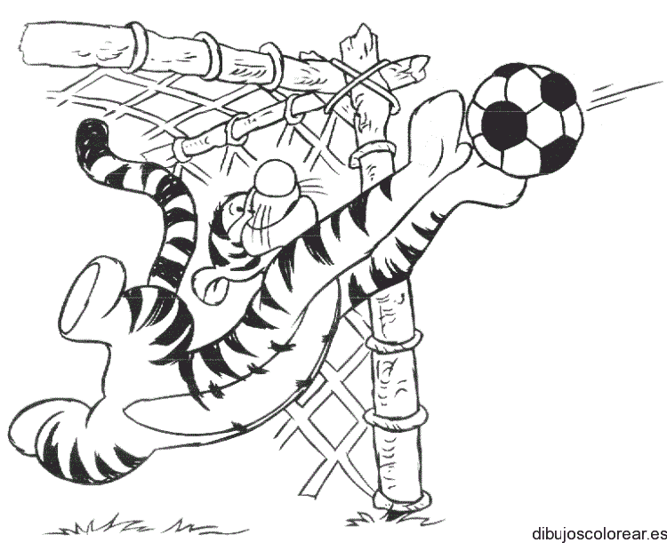 Dibujo de Tigger atrapando la bola