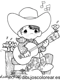 Dibujo de un niño tocando guitarra
