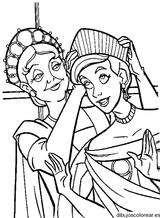 Dibujo de una princesa y la reina