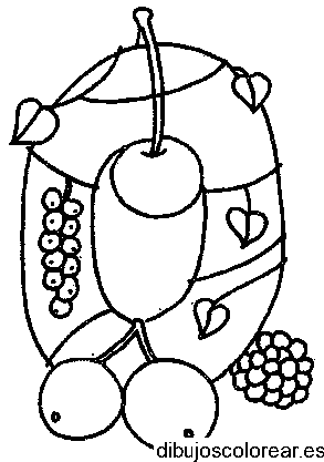 Dibujo número 0 con frutas