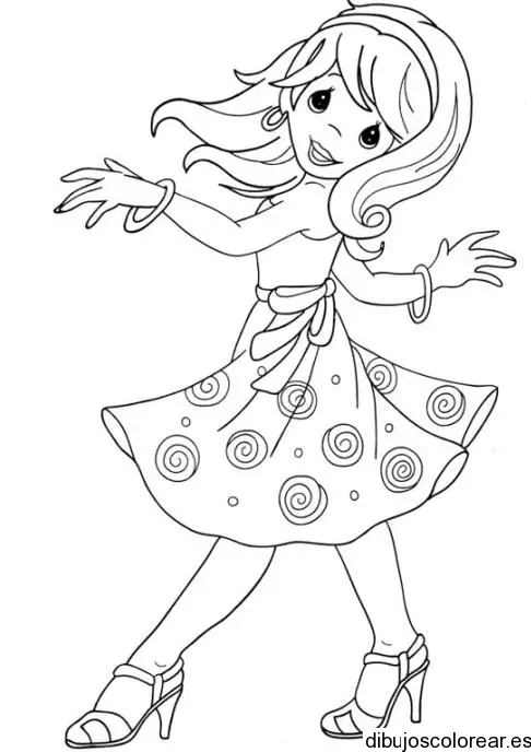 Dibujo de una niña danzando