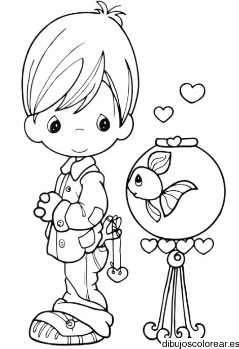 Dibujo de niño y una pecera