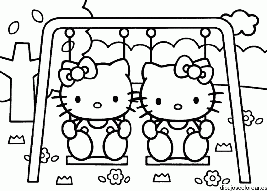Dibujo de Hello Kitty con un columpio
