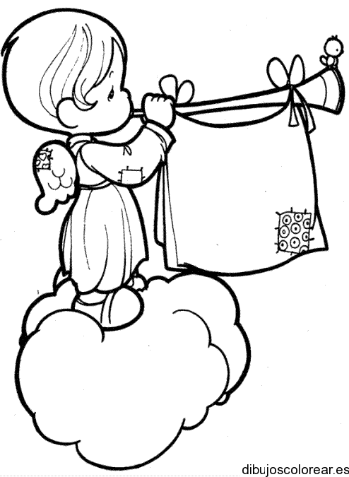 Dibujo de un ángel con una trompeta