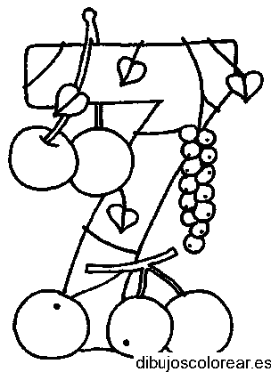 Dibujo número 7 con frutas