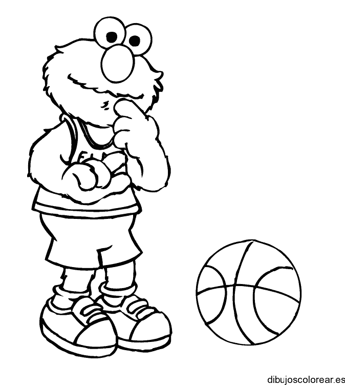 Dibujo Barrio Sésamo jugando basquet ball