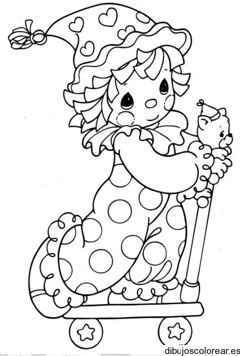 Dibujo de un niño con un patinete