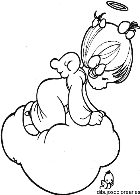 Dibujo de un ángel viendo hacia el mundo