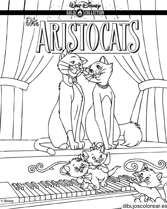 Dibujo de Los Aristogatos en un escenario