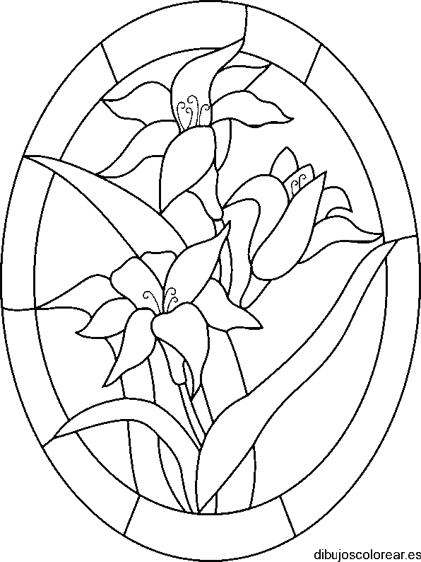 Dibujo de un vitral con flores