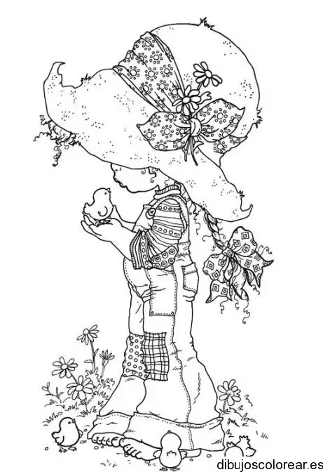 Dibujo de una niña con sombrero