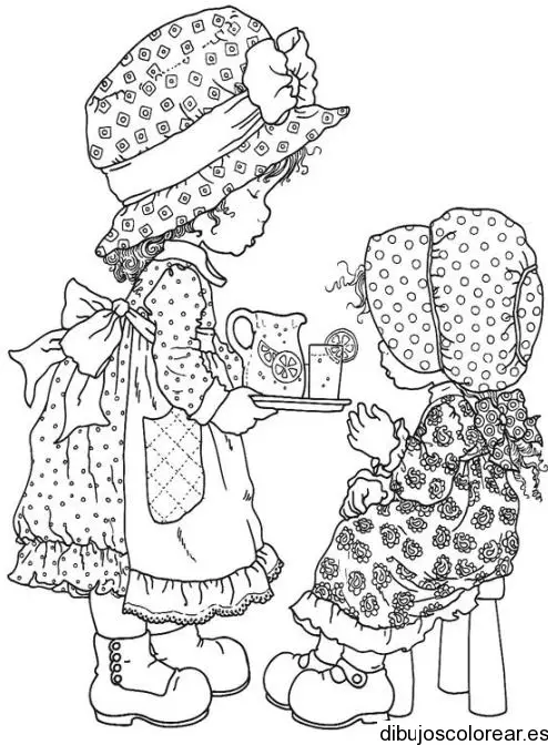 Dibujo de dos niñas con sombrero