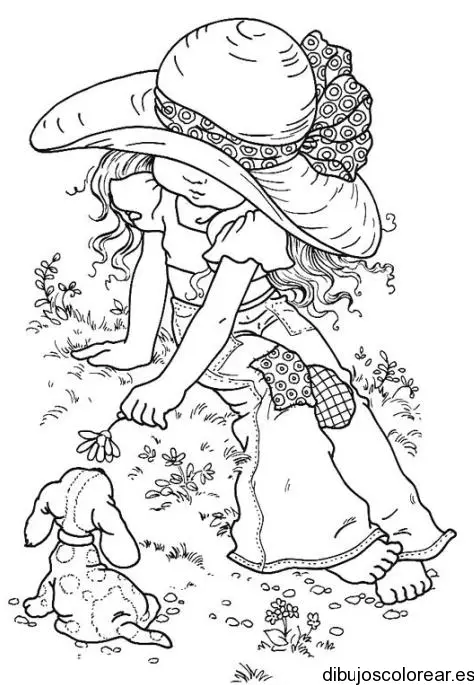 Dibujo de una niña con un ciervo