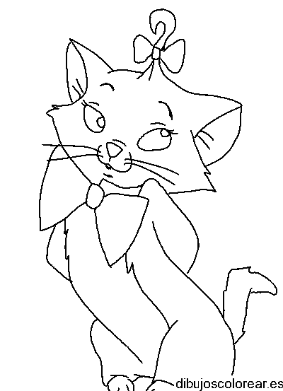 Dibujo de una gatita con moño