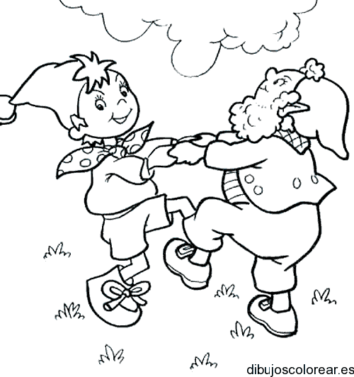Dibujo de dos duendes bailando